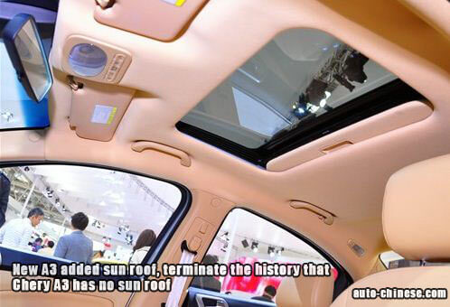New A3 added sun roof, terminate the history that Chery A3 has no sun roof
